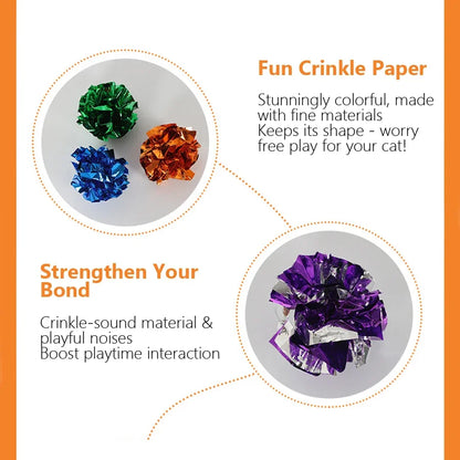 Crinkle Ball Cat Toys With Sound & Laser Reflection For Kittens