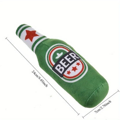 Realistic Beer Bottle Dog Toy - Squeaking Interactive Play Toy