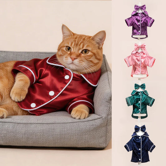Comfortable Pet Pajamas Set With Detachable Flower Headwear