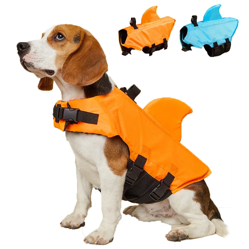 Shark Fin Dog Life Jacket Enhanced Buoyancy Safety Vest With Handle