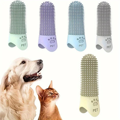 Soft Silicone Dog Toothbrush 360 Degree Finger Brush For Pet Dental Care