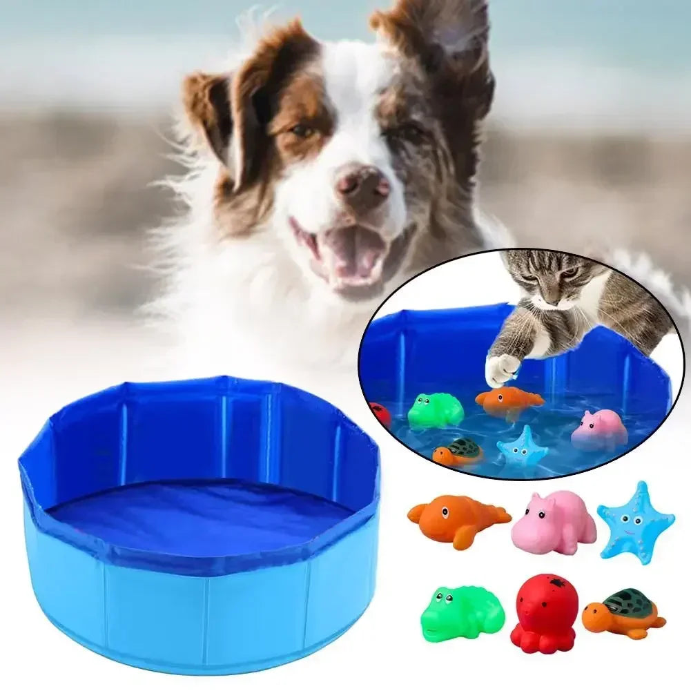 Foldable Cat Pool Toy Water Bath Tub For Dogs Cats Summer Cleaning