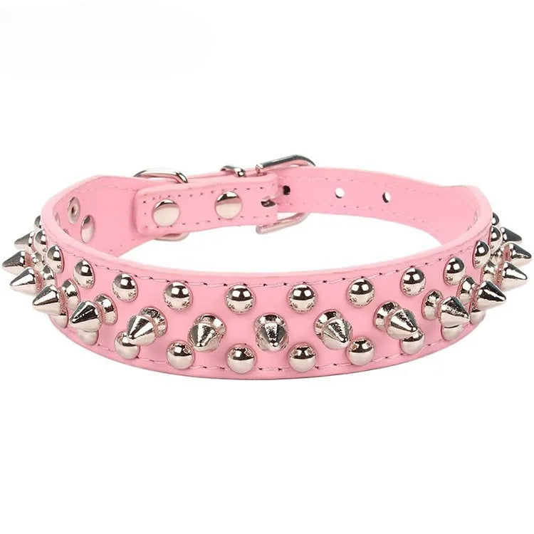 Adjustable Spiked Dog Collar - PU Leather Punk Rivet Pet Collar