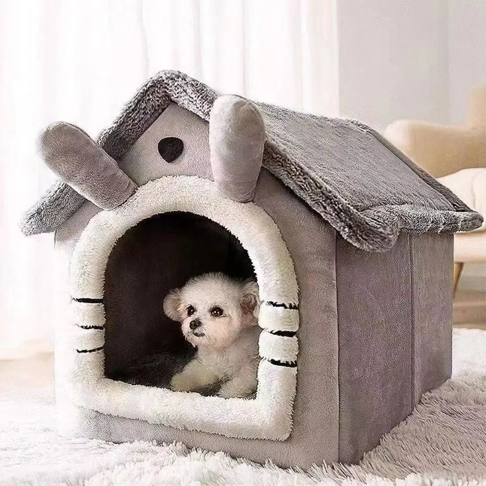 House Style Pet Bed For Small Dogs And Cats - Washable Winter Warm