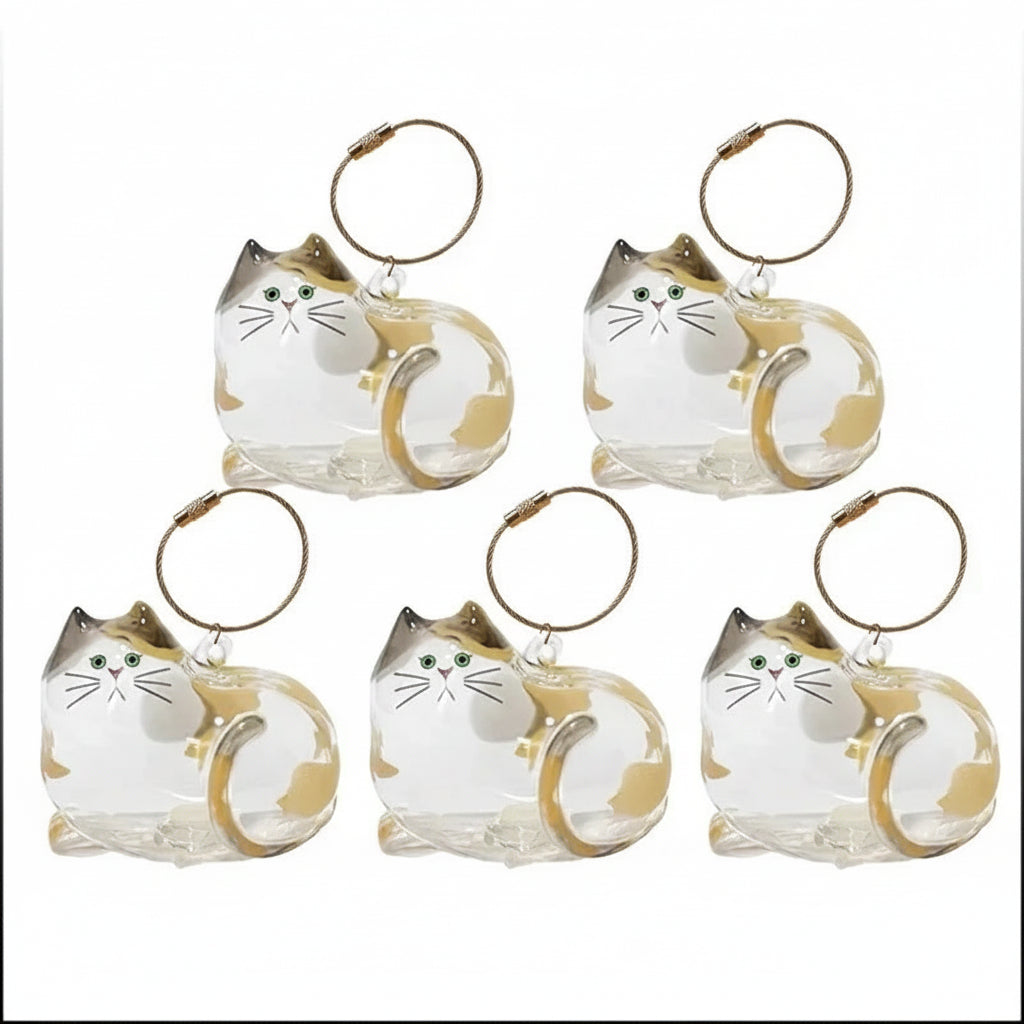 Cat Fur Memorial Charm Resin Keepsake Capsule Pet Hair Keychain