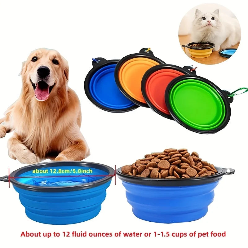 Portable Pet Food Bowl - Collapsible Silicone Travel Bowl for Dogs and Cats