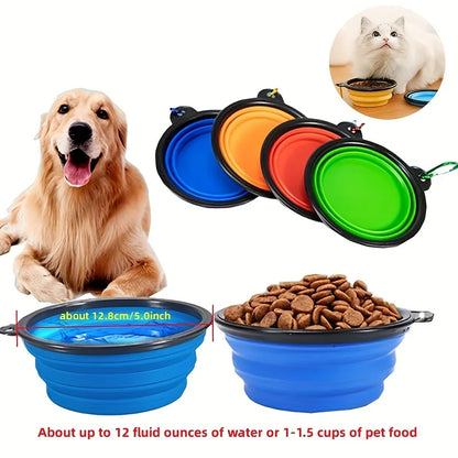 Portable Pet Food Bowl - Collapsible Silicone Travel Bowl for Dogs and Cats
