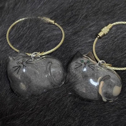 Cat Fur Memorial Charm Resin Keepsake Capsule Pet Hair Keychain