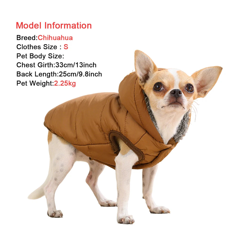 Warm Fleece Dog Coat Hoodie for Small Medium Dogs Winter Jacket