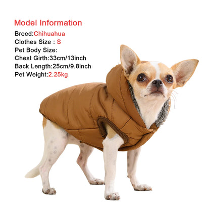 Warm Fleece Dog Coat Hoodie for Small Medium Dogs Winter Jacket