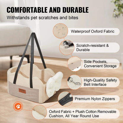 Console Dog Car Seat Center Booster With Leash For Small Dogs