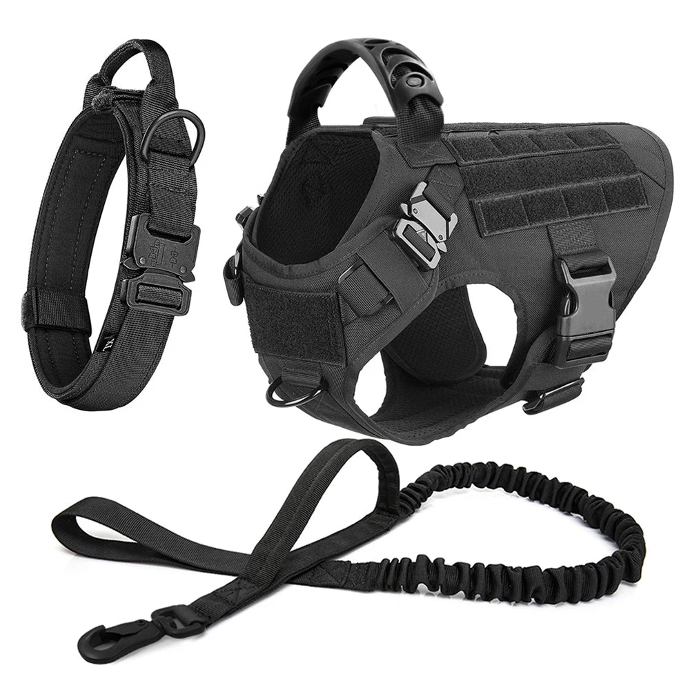 Large Dog Harness With Molle Pouches For German Shepherd Training