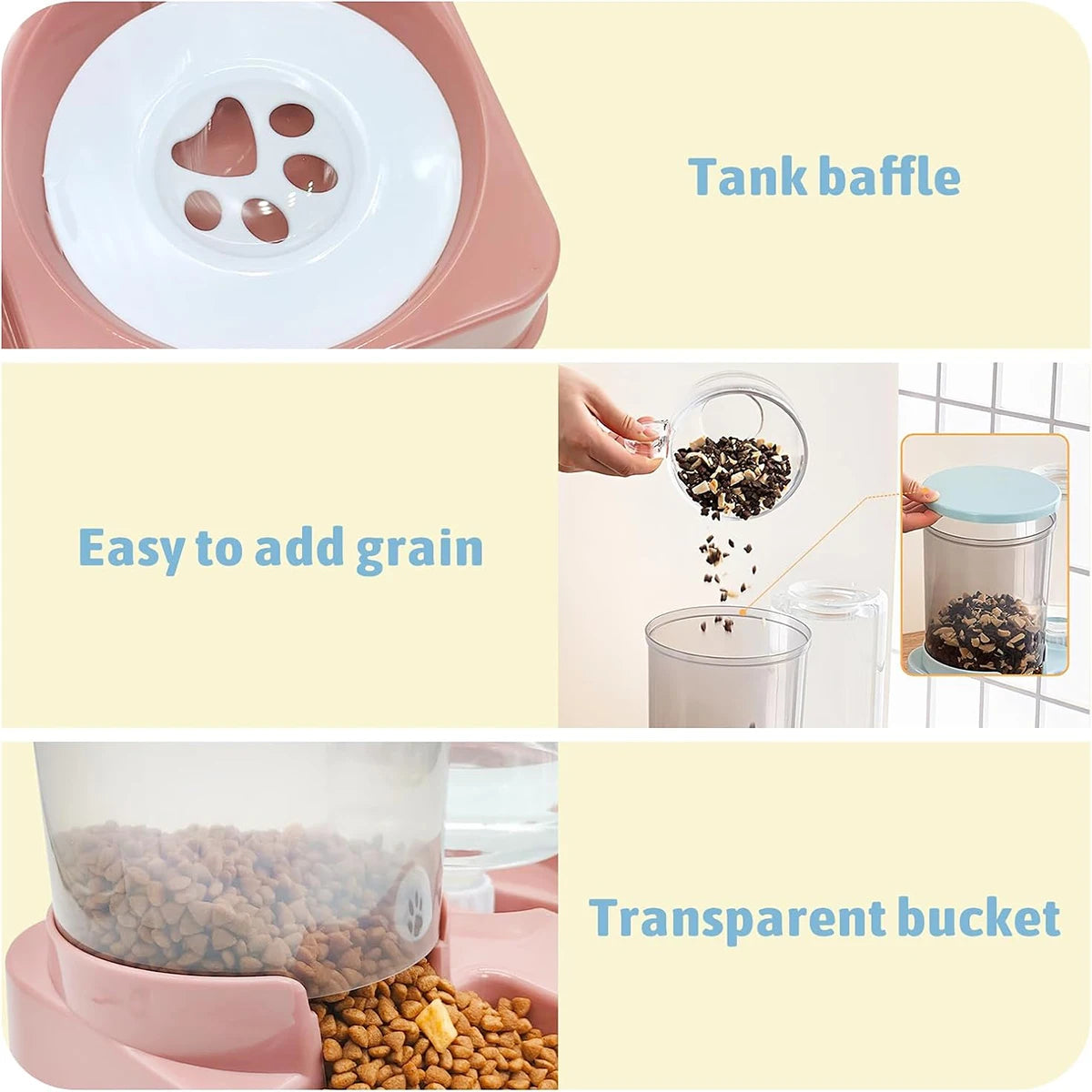 Automatic Cat Feeder Water Dispenser Set - 2 In 1 Pet Food Waterer