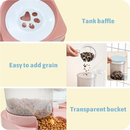 Automatic Cat Feeder Water Dispenser Set - 2 In 1 Pet Food Waterer