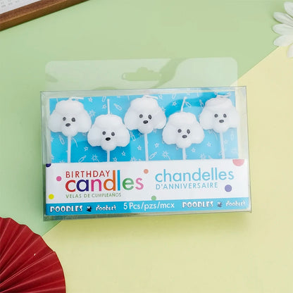 Hot Sale Cartoon Teddy Dog Birthday Cake Candles White Puppy Decoration