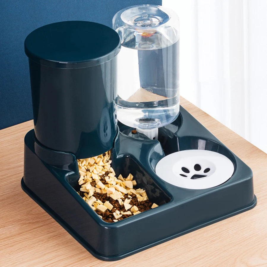 Automatic Cat Feeder Water Dispenser Set - 2 In 1 Pet Food Waterer