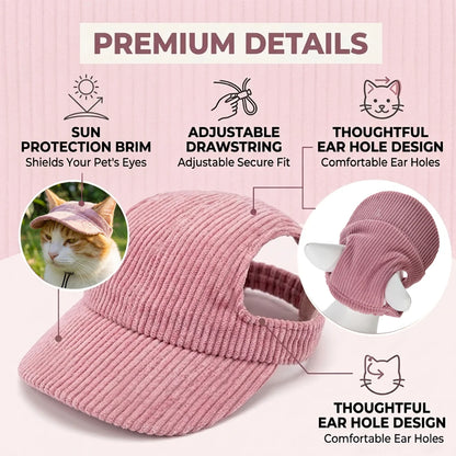 Cute Pet Hat Adjustable Breathable Cap With Ear Holes For Cats Dogs