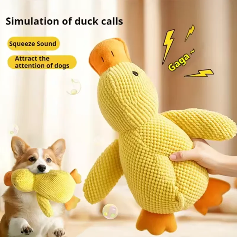 Dog Duck Plush Toy - Interactive Squeaky Pet Comfort Companion