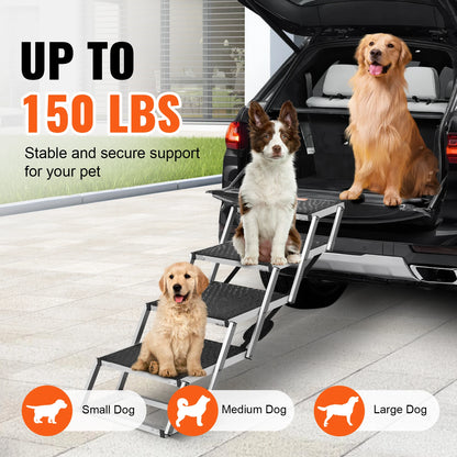SucceBuy Dog Car Steps - Wide Folding Pet Stairs for SUV Truck
