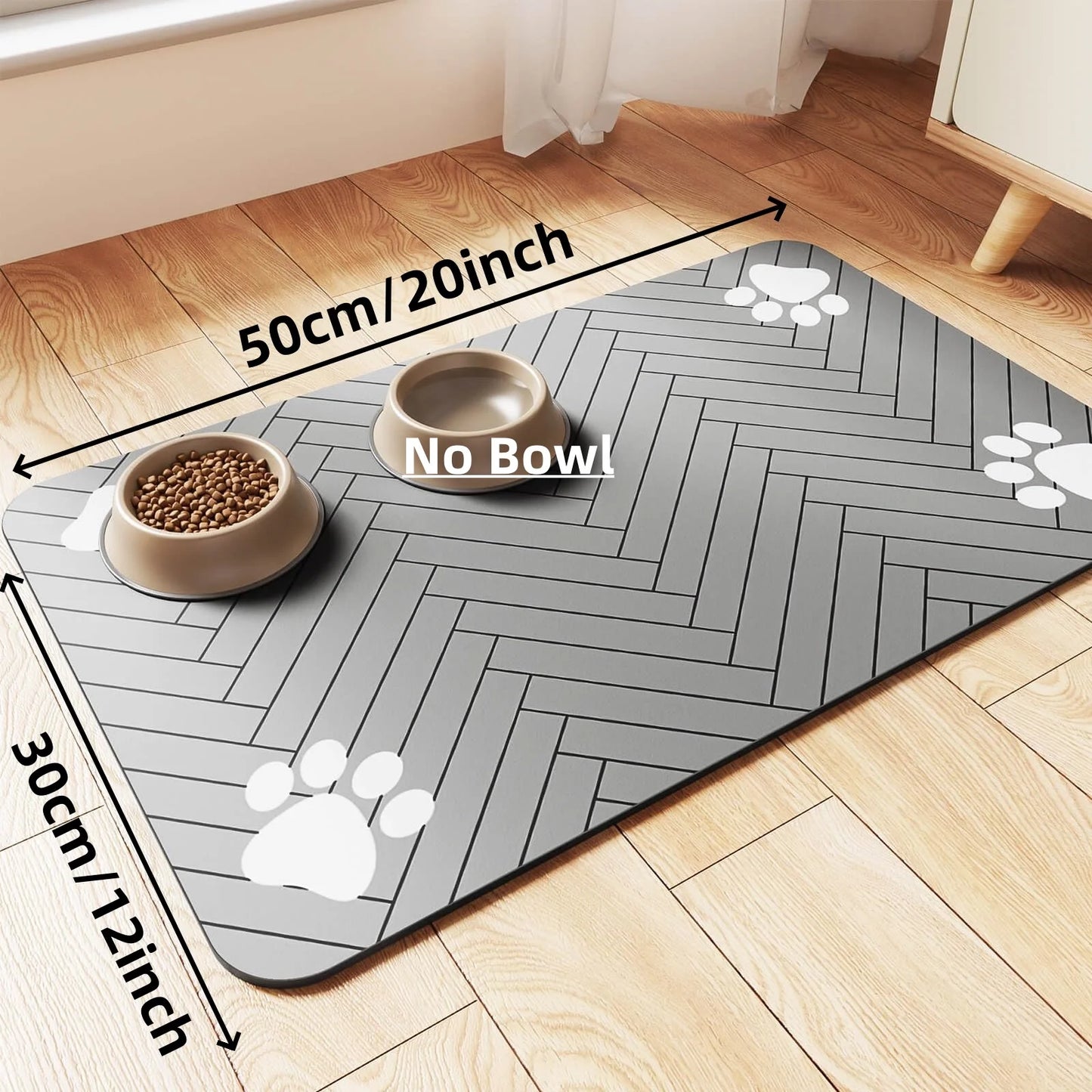 Pet Feeding Mat - Absorbent Waterproof Placemat For Dog Cat Food Water Bowl