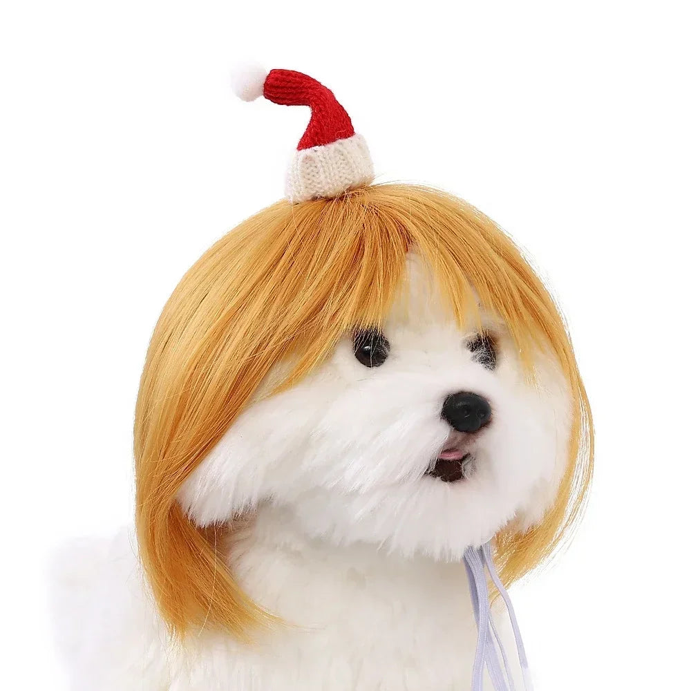 Pet Wig for Dogs and Cats - Halloween Costume Accessory with DIY Trim