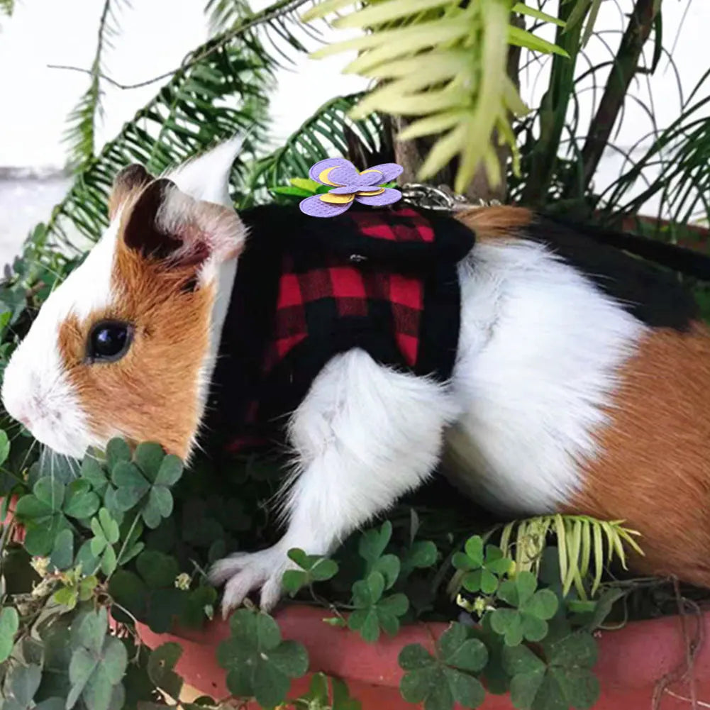 Small Pet Harness Leash Set For Guinea Pig Chinchilla Outdoor Walking