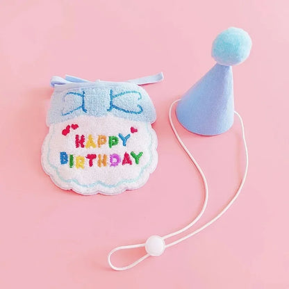 Dog Birthday Hat Bandana Set - Pet Party Accessories