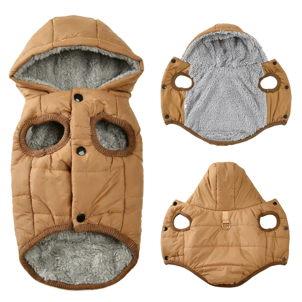 Warm Fleece Dog Coat Hoodie for Small Medium Dogs Winter Jacket