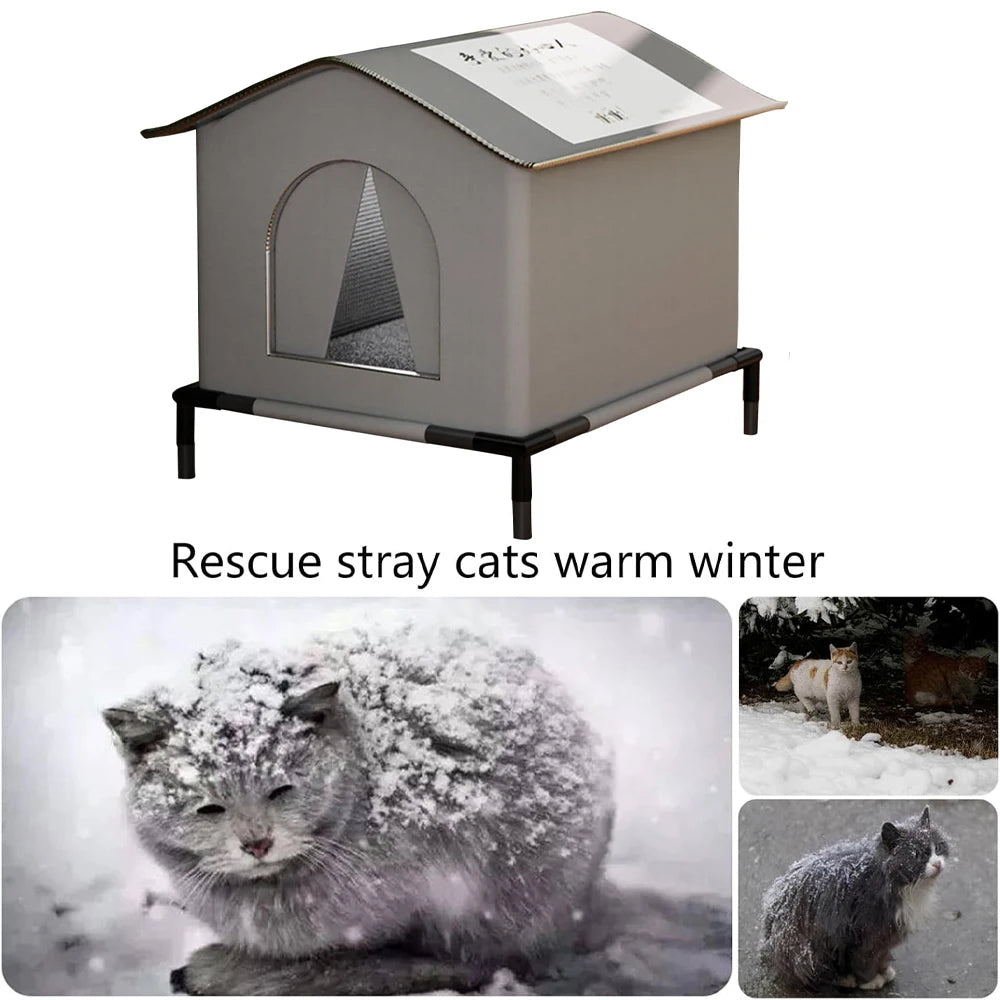 Waterproof Cat House Winter Shelter For Outdoor Cats Small Dogs