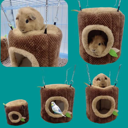 Small Pet House Hamster Tree Stump Hammock Bed For Rodents