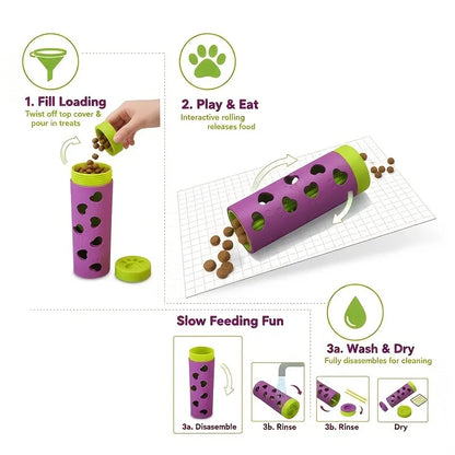 Detachable Pet Slow Feeder Treat Dispenser - Durable Chew Toy Roller