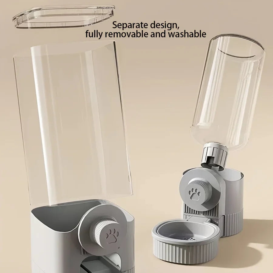 Automatic Pet Feeder Water Dispenser Set With Gravity Bowl For Cage