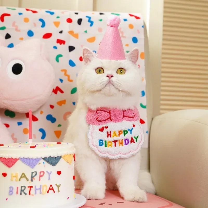 Dog Birthday Hat Bandana Set - Pet Party Accessories