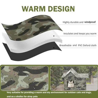 Oxford Cloth Cat House - Weatherproof Pet Cave Bed For Indoor Outdoor