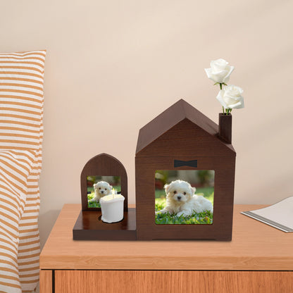 Pine Acrylic Pet Urn With Two Photo Frames For Small Pet Ashes