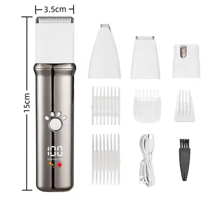 4-In-1 Pet Grooming Set With Rechargeable Clippers And Low Noise