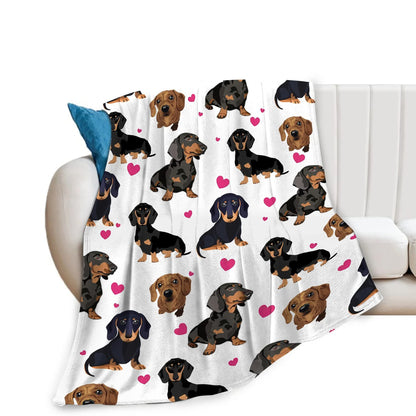 Cute Dachshund Blanket - Soft Flannel Cartoon Printed Throw