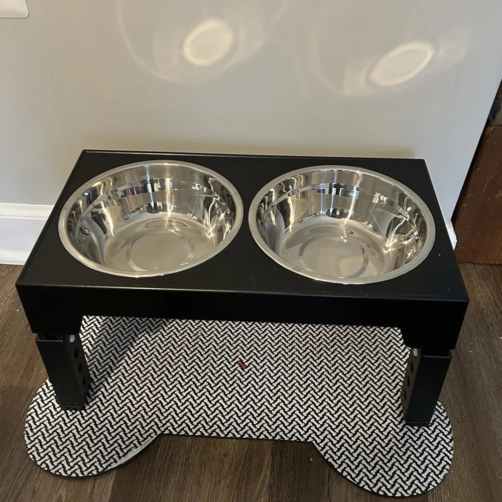 Elevated Dog Feeder With Adjustable Stand And Stainless Steel Bowls