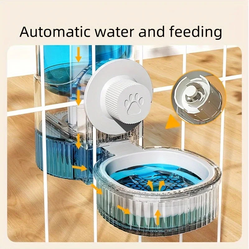 Automatic Pet Feeder Water Dispenser Set With Gravity Bowl For Cage
