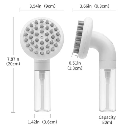 3-in-1 Dog Bath Brush with Soft Silicone Massage Heads for Pet Grooming