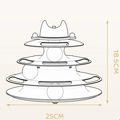 Interactive Cat Toy Tower With Track Balls And Feather