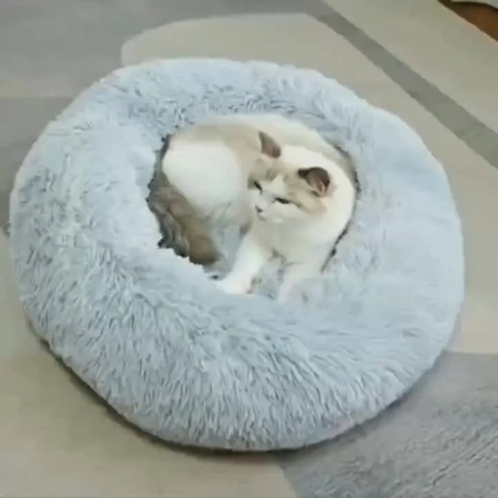 Round Plush Dog Bed Cat Nest Non-Slip Warm Soft Pet Bed