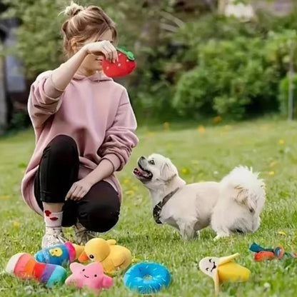 7-Piece Puppy Sound Toys Set - Plush Fruit & Vegetable Chew Toys