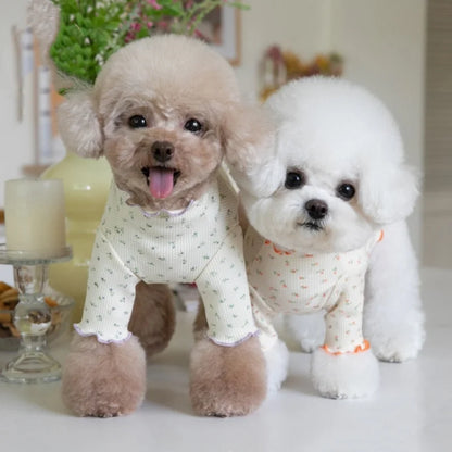 Small Dog Sweater Autumn Winter Flower Lace Pet Clothes