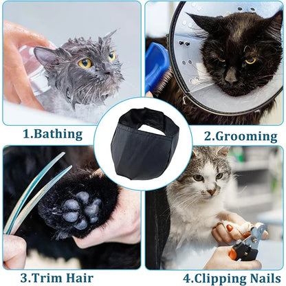 Cat Anti-Bite Muzzle Breathable Nylon Grooming Restraint Hood