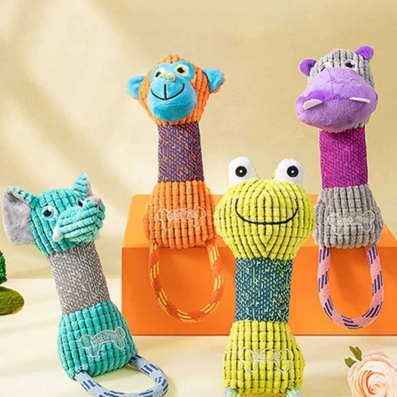 Dog Squeaky Toys - Bite Resistant Corduroy Animal Shapes For All Dogs