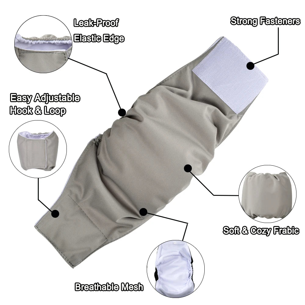 Washable Male Dog Cloth Diaper - Reusable Pet Sanitary Pants