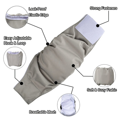 Washable Male Dog Cloth Diaper - Reusable Pet Sanitary Pants