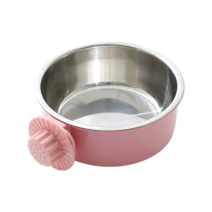 Pet Food Bowl Hanging Stainless Steel 2-in-1 Detachable Design