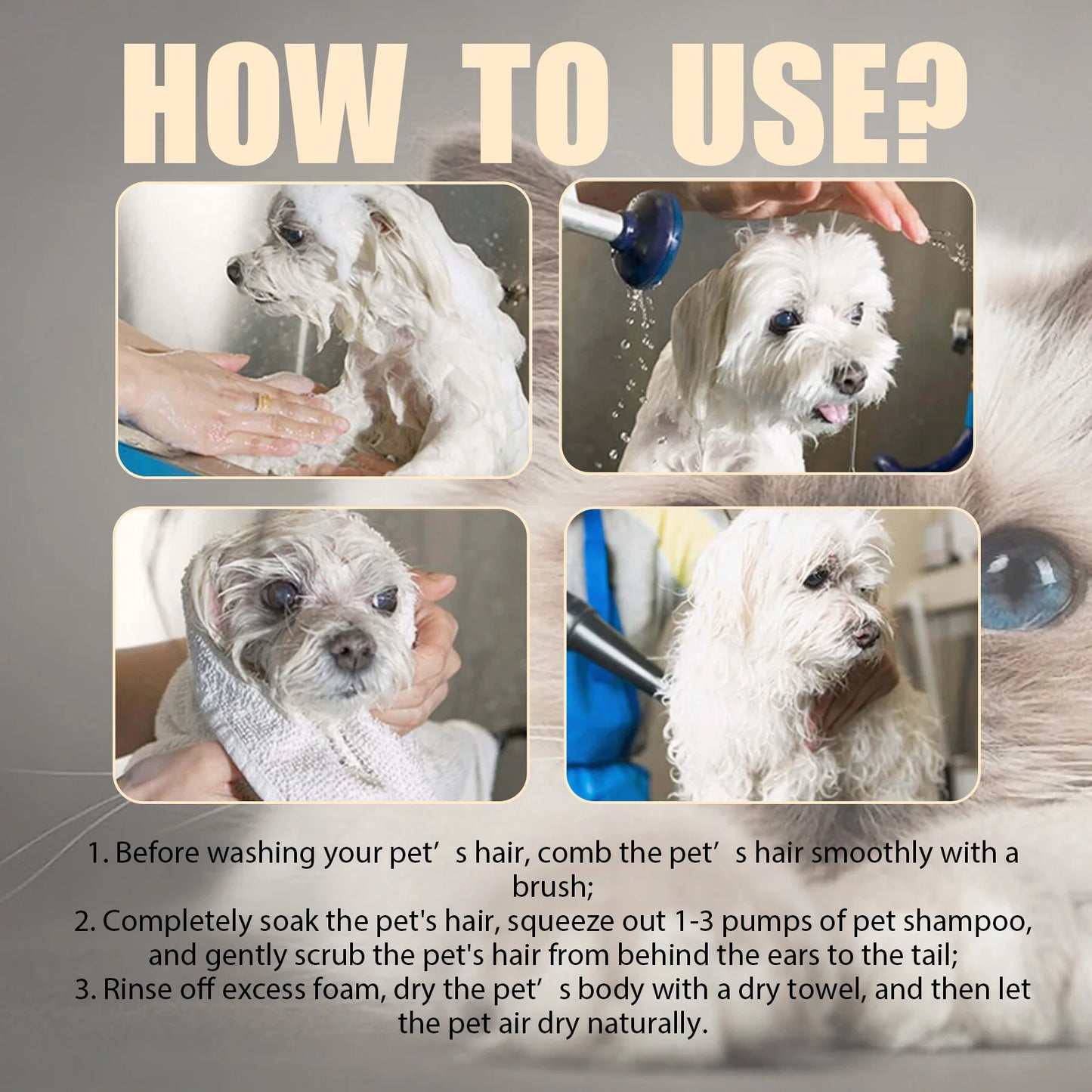 Pet Dog Shampoo for Soft Hair Flea Removal and Itch Relief